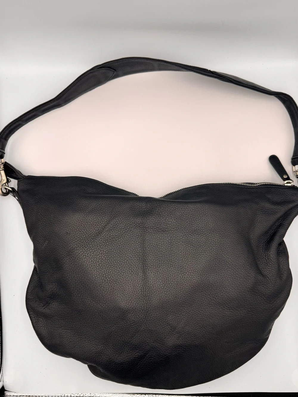Gucci Black Leather Large Hobo Shoulder Bag Silver Hardware
